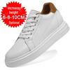 Pánské kožené tenisky zvyšující výšku o 8 cm - Bílé, Trendy silná podrážka, Prodyšné a ležérní sportovní styl