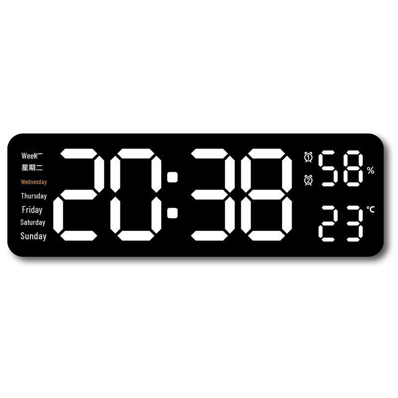 Multifunctional Rectangular Electronic Alarm Clock with Large Display - Wall-Mountable/Desktop Stand