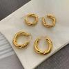 PONYKISS  Sterling Silver Needle 18K Gold Twist Round Hoop Earrings for Women Fashion  High Luxury Vintage Accessories