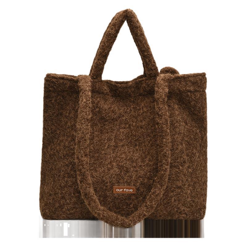 2025 new plush soft waxy shoulder bag underarm bag large capacity dual-purpose commuter portable tote bag