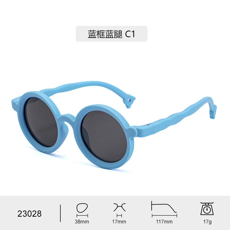 New round-frame children s sunglasses for boys and girls, UV protection, sun protection, polarized baby silicone sunglasses23028 Polarized gray lens