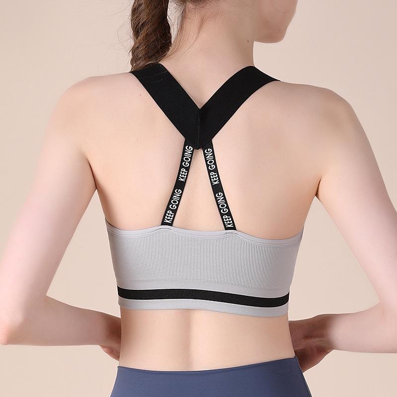 

Shockproof Gathered Breathable Sports Bra for Running, Pilates, Yoga with Stylish Back Lettering Small світло-сірий колір