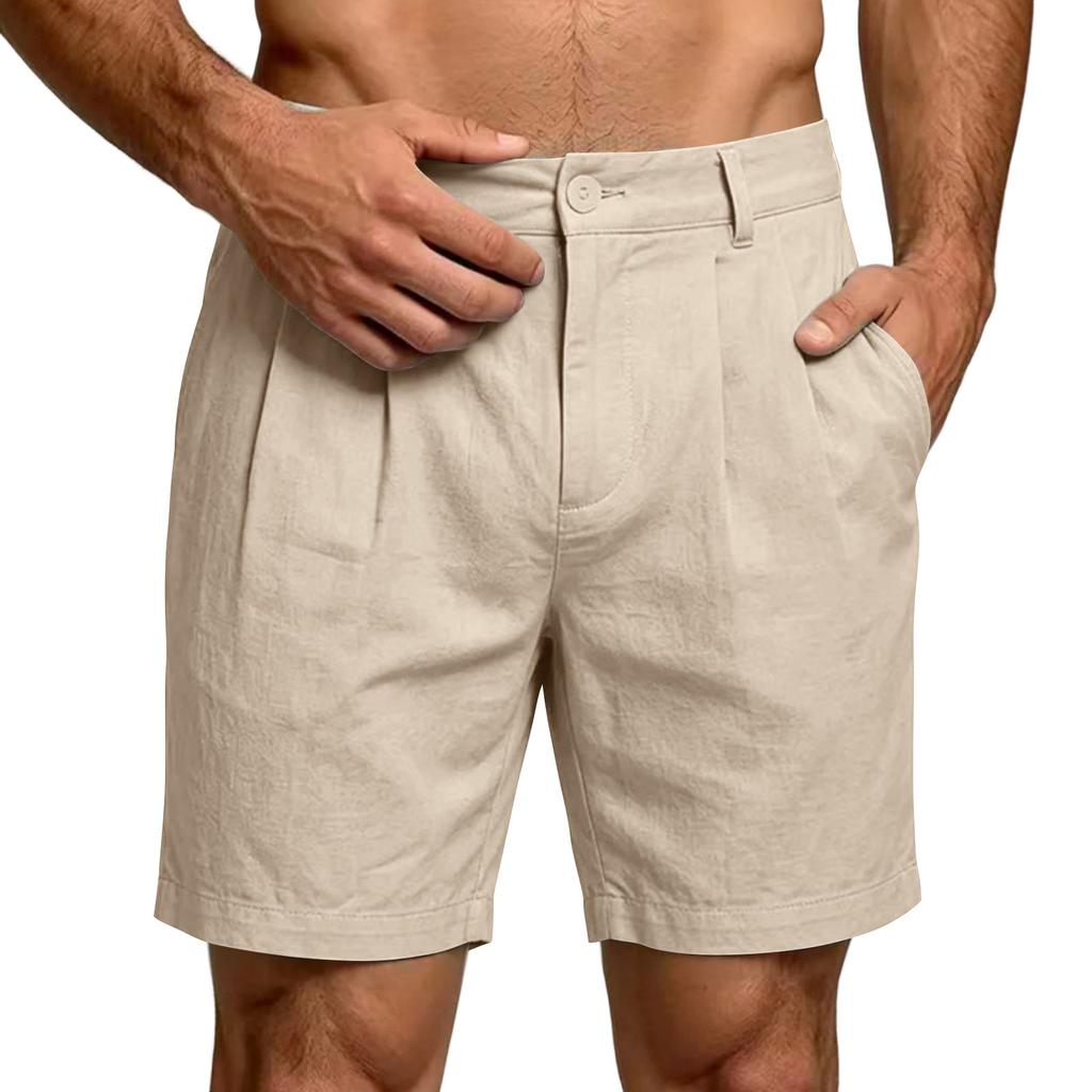 Men's Linen Casual Shorts for Summer - Lightweight Breathable Beach Vacation Shorts