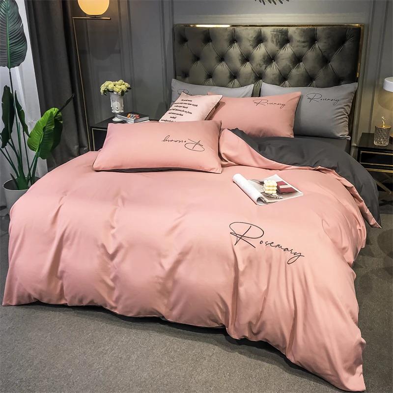 Simple Embroidered Queen Size Duvet Cover Set with Bed Sheet High Quality Home Skin-friendly Bedding Set Comforter Cover Sets