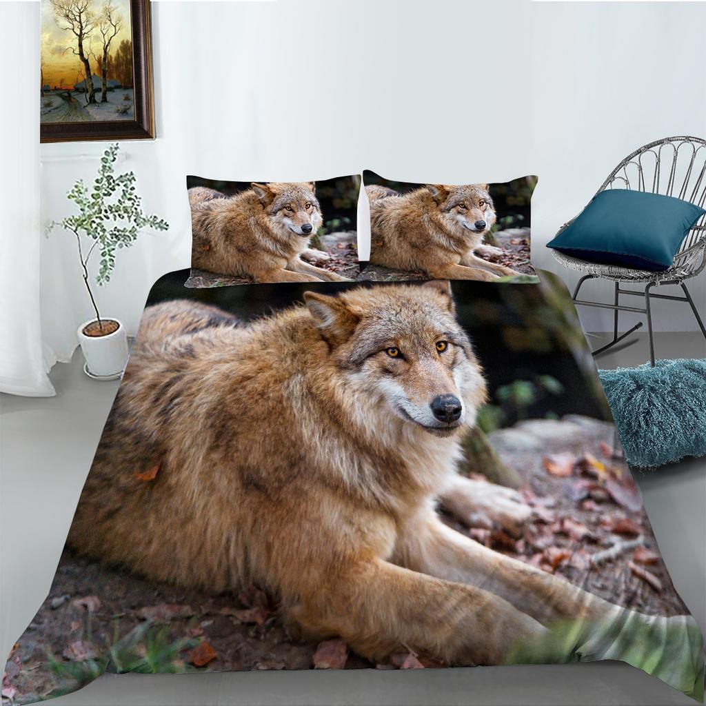 Wishshopify Fashion Wolf Series Polyester Bedding Two-Three-Piece Digital Printing