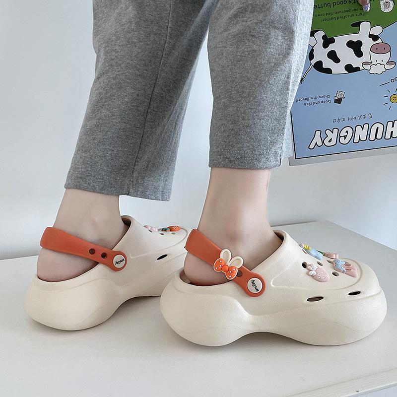 Thick-soled EVA  women's summer outer wear muffin bottom bag head half drag non-slip fashion heightening beach cool slippers