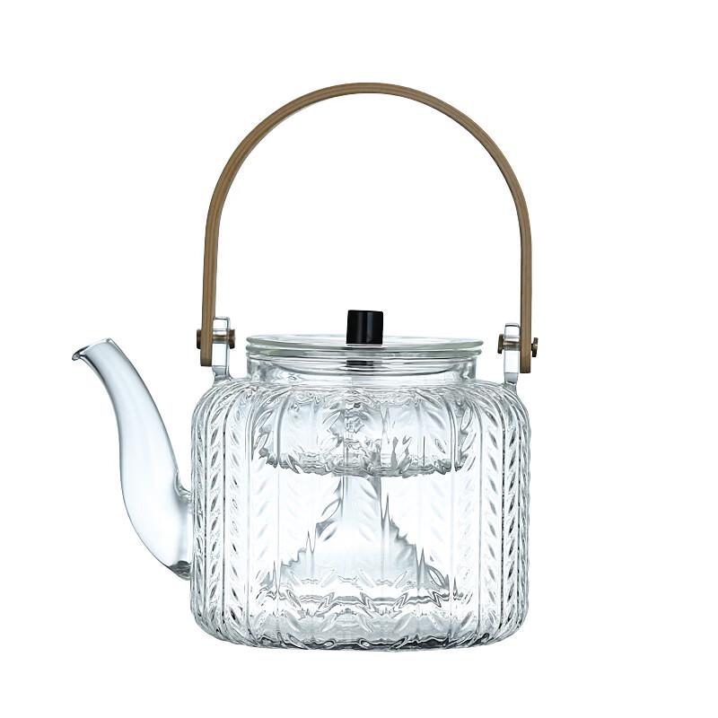 Wheat Ear Handle Dual-Use Glass Teapot