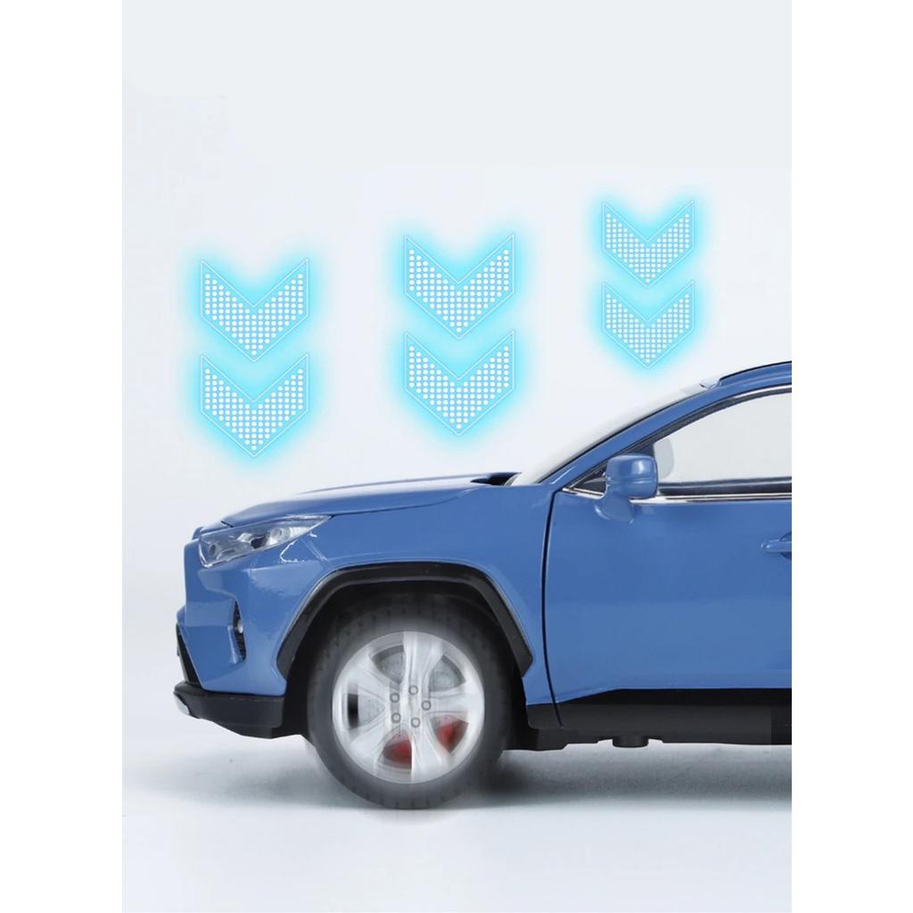 1/24 Toyotas RAV4 SUV Alloy Car Model Diecast Metal Toy Off-road Vehicles Car Model Simulation Sound and Light Children Toy Gift