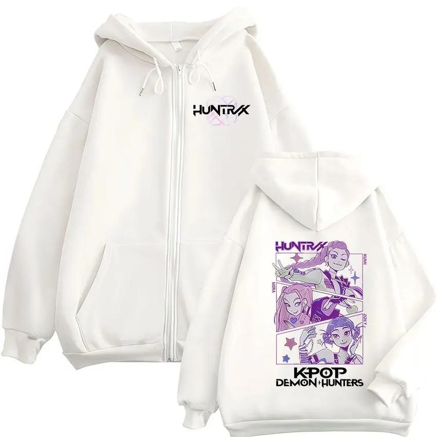 Demon Hunters K-pop Film Zipová mikina s kapucí Pánská Dámská Harajuku S dlouhým rukávem Módní Nadrozměrná bunda na zip Mikina Streetwear