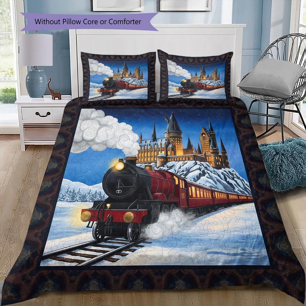 Juego de Ropa de Cama con Estampado de Dibujos Animados Colcha Funda de Colcha Funda de Almohada Decoración del Hogar Regalo de Cumpleaños (1 * funda nórdica + 2 * fundas de almohada, sin núcleo)