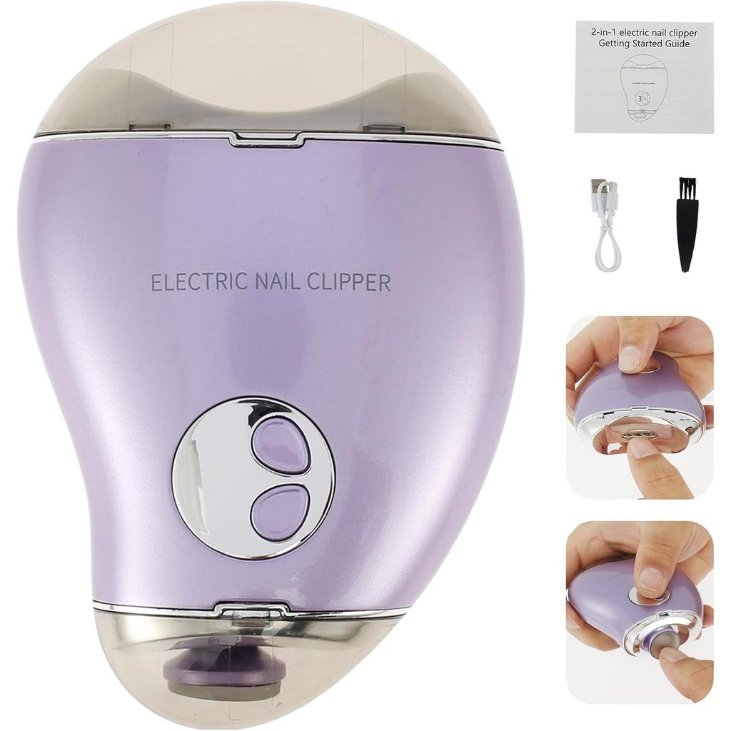 Electric Nail Clipper 3 Speeds Levels Electric Nail Trimmer with Nail Clip Storage Rechargeable Automatic Nail Clipper Portable Electric Fingernail