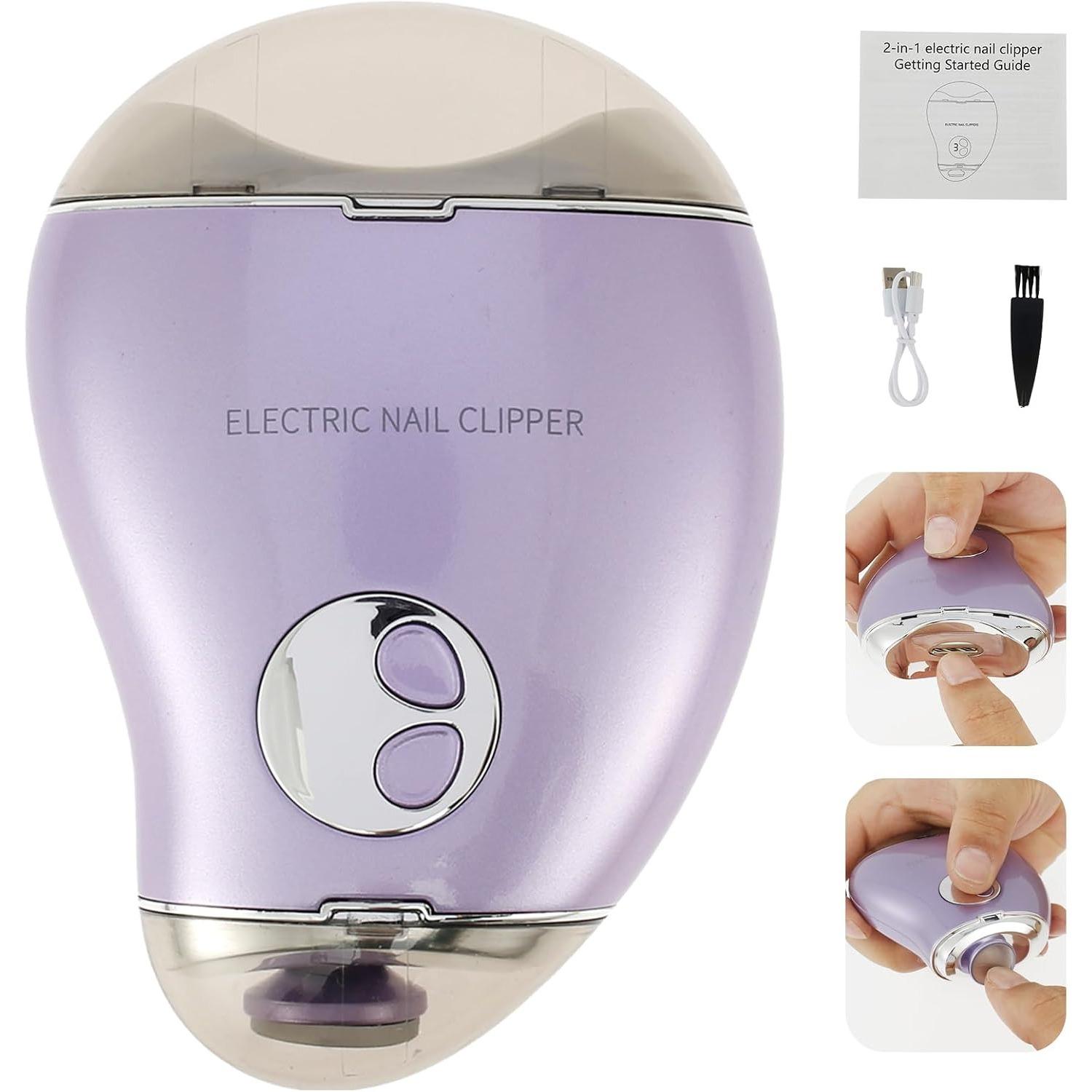 Electric Nail Clipper 3 Speeds Levels Electric Nail Trimmer with Nail Clip Storage Rechargeable Automatic Nail Clipper Portable Electric Fingernail