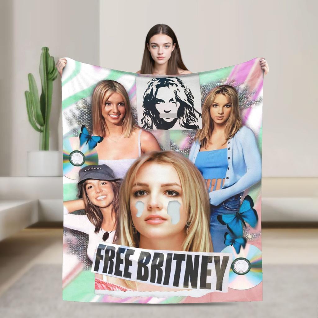 Britney Spears Flanelldecken Superweiche Wohndecke für Draußen Reisen Büro Lustige Bettdecke Sofa Bettbezug