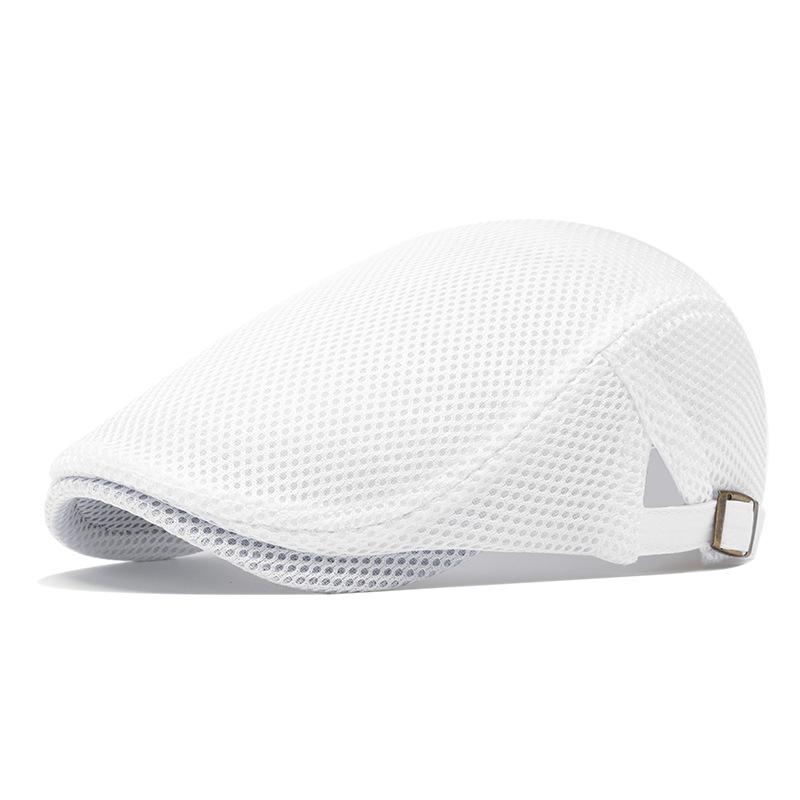 

Дышащая сетчатая кепка газетчика: Унисекс летняя шляпа в корейском стиле Adjustable белый