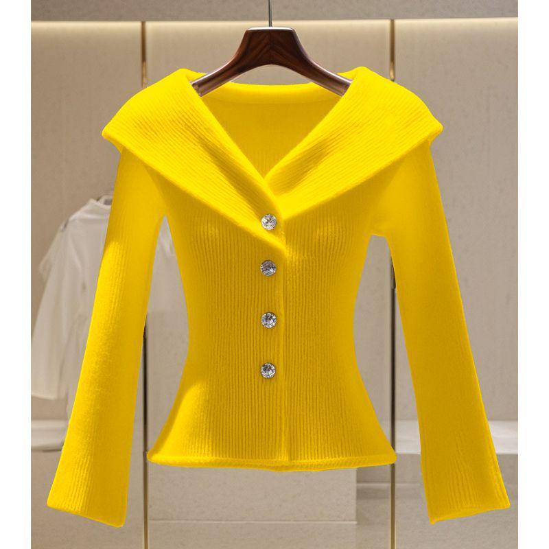 Elegant French-Style Slimming Knit Cardigan - Stylish & Versatile Long-Sleeve Sweater for Autumn/Winter 2024