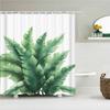 Waterproof Fabric Shower Curtain Printing Fresh Green Plant Leaves Bathroom Curtains Polyester Decoration Bath Screen with Hooks