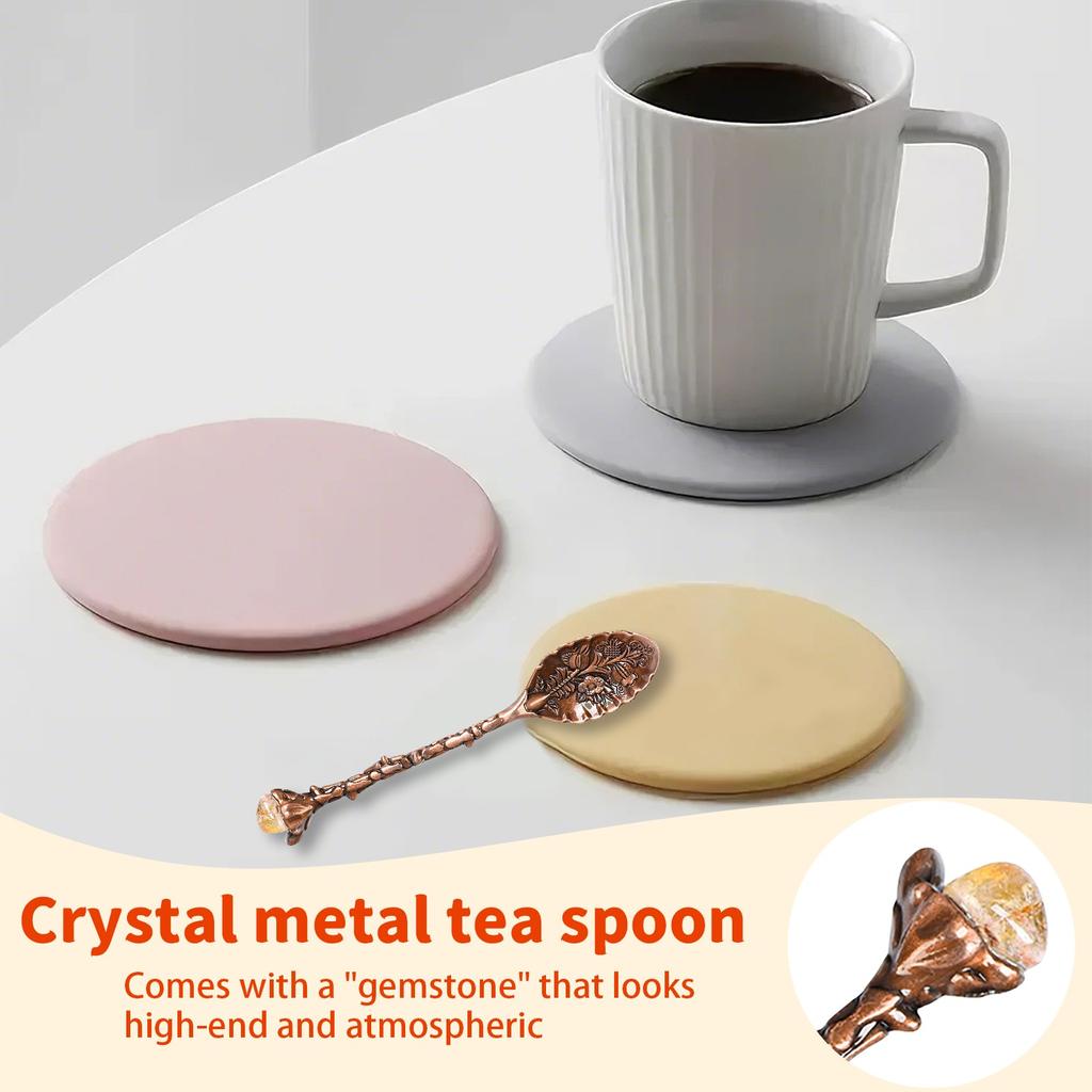 Natuurlijke Kristallen Koffielepels Met Vintage Snijwerk Creatieve Dessert Roerlepel