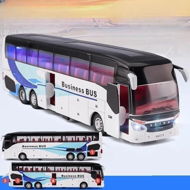 Children Toy Simulation Luxury Tourism Business Airport Bus Alloy Model Bus Soundlight Echo Children s Bus Toy Gift белый
