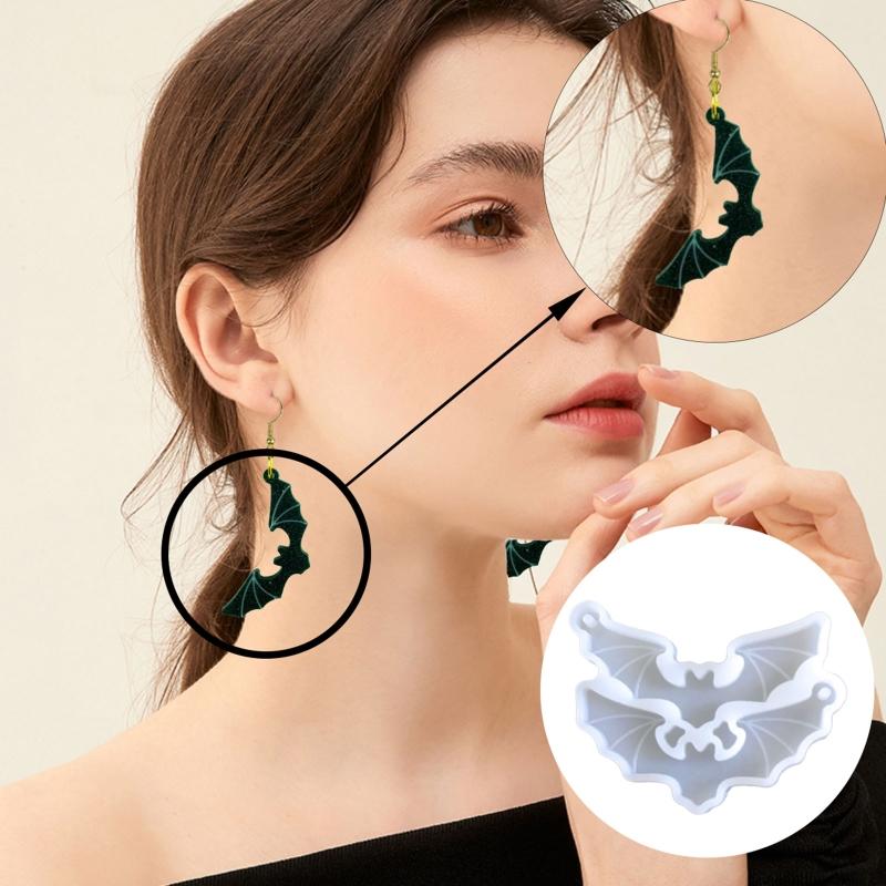 Halloween Bat Shape Earring Silicone Mold Suitable for Epoxy Resin Diy Craft Backpack Pendant Ornament Jewelry Making