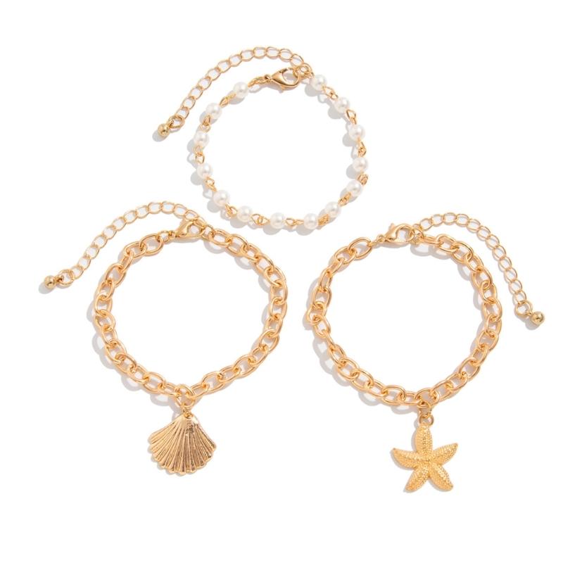 

Adjustable Tassels Designs Starfish Shell Pearls Necklace Set Bohemian Styles Jewelry for Women Beach Vacation