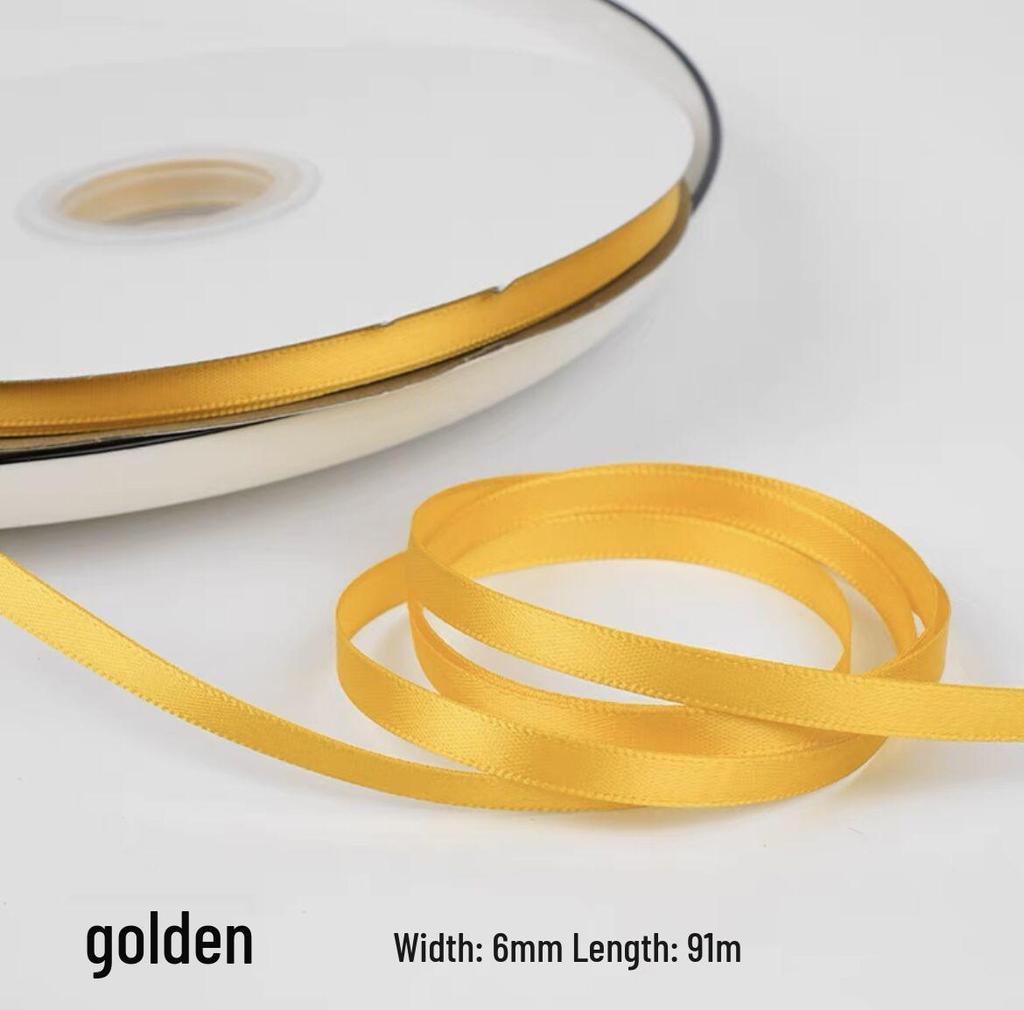 "0.6cm-1cm Polyester Ribbon for DIY Bows, Bouquets, and Gift Boxes"