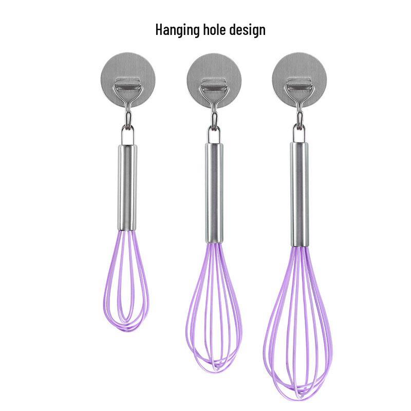 Colored Silicone Egg Beater Set: 8", 10", 12" Handheld Cream Mixer for Baking.