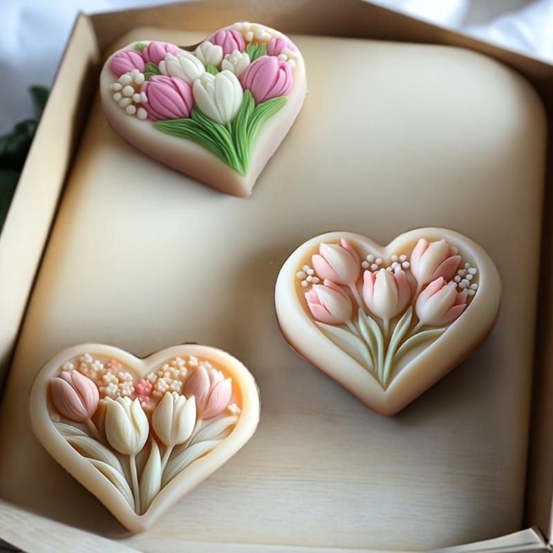 Food Grade Silicones Heart Tulips Candle Valentines Making Molds Easy To Use For Beginners And Craft Lovers