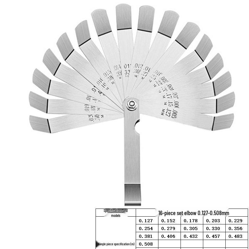 0.02-1.0mm Stainless Steel Feeler Gauge Set, 0.05mm Precision, 17 Blades, 100mm Length