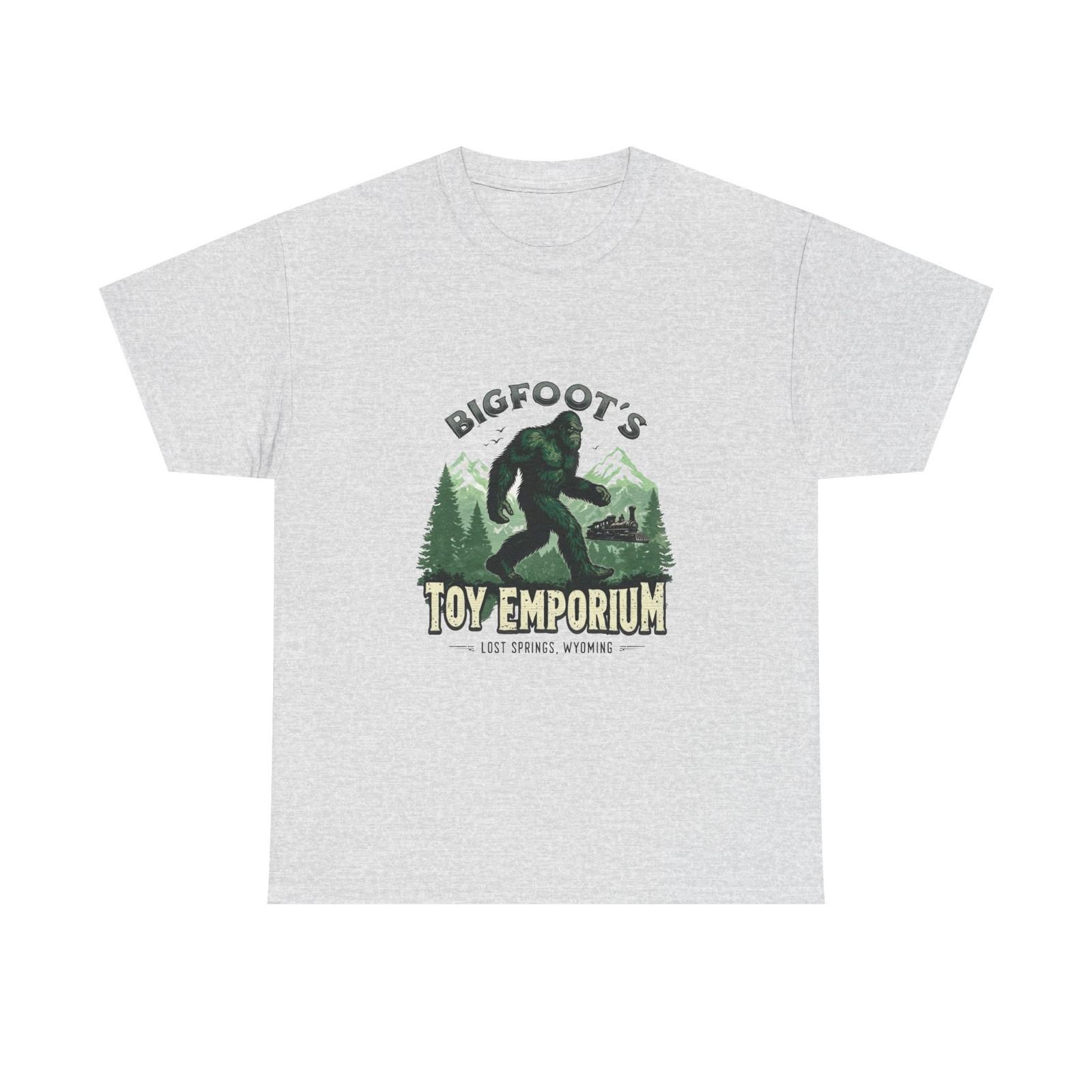 Bigfoot s Toy Emporium Tee, Sasquatch Unisex Heavy Cotton Shirt, Outdoorsy Gift S