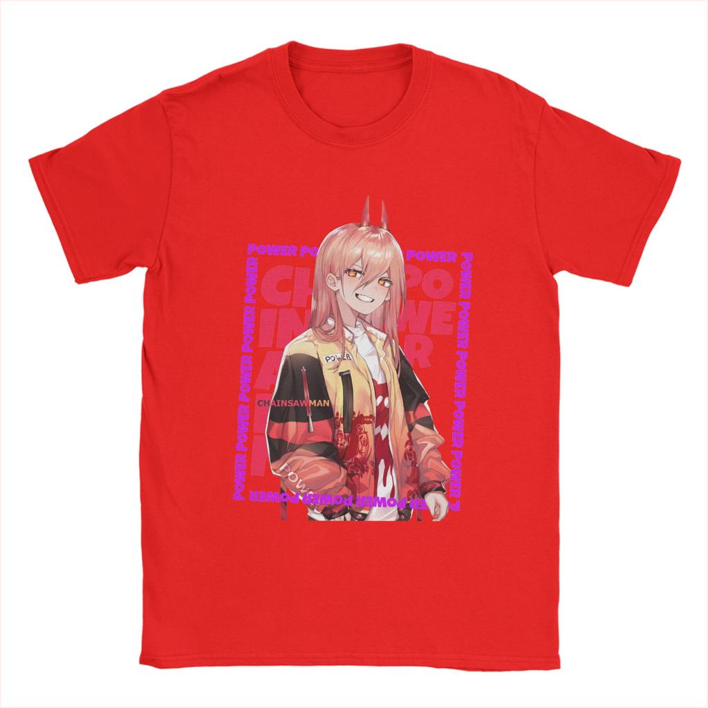 Men's T-Shirts Power Chainsaw Man Manga Leisure Cotton Tees Short Sleeve Chainsawman T Shirt O Neck Clothing Original