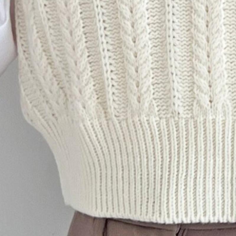 Shop   Women S Korean Cable Cropped Layered Knit veSt Won wvS Wfjn3b2