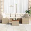 7-piece Garden Lounge Set with Beige Cushions In Synthetic Rattan and Acacia, 2-Seater Garden Sofa 3347407
