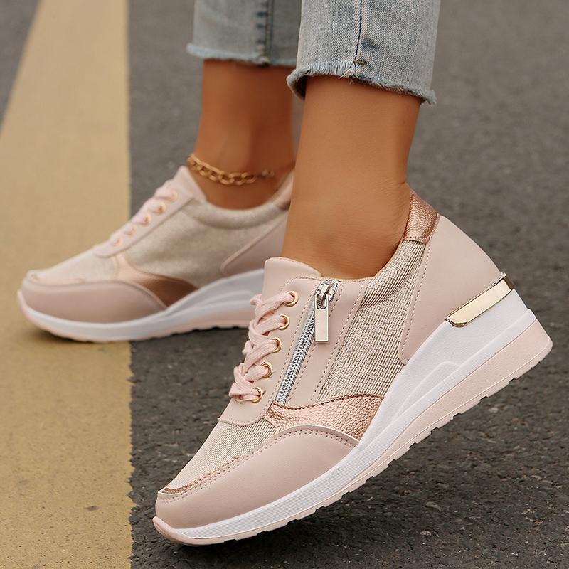Fashion 2025 New Fashion Pink Wedge Sneakers Women Lightweight Breathable Casual Sports Shoes Woman Plus Size Platform Vulcanized Shoes