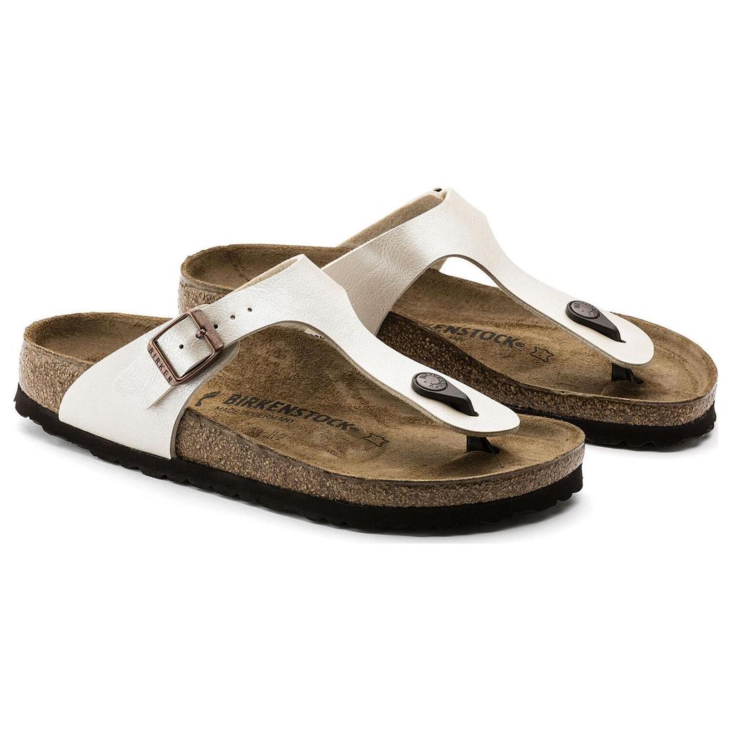Birkenstock Gizeh Birko Flor Graceful Narrow Fit Sandals Pearl White Womens 0943873