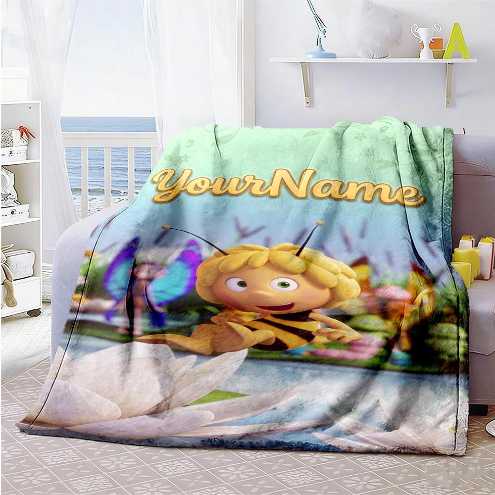 Biene Maja Personalized Name Blanket Gift Customizable Blanket Soft Warm Cozy Throw For Office Nap Seaside Office Chair Four Seasons Universal
