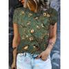 Flower and Bird 3D Printing Technology, Women's Round Neck Short Sleeved T-shirt