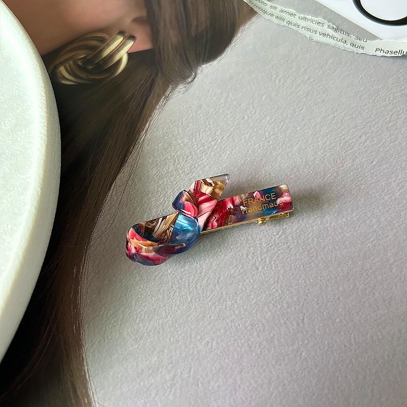 Korean-style Gold Label Small Acetate Bow Duckbill Hair Clip