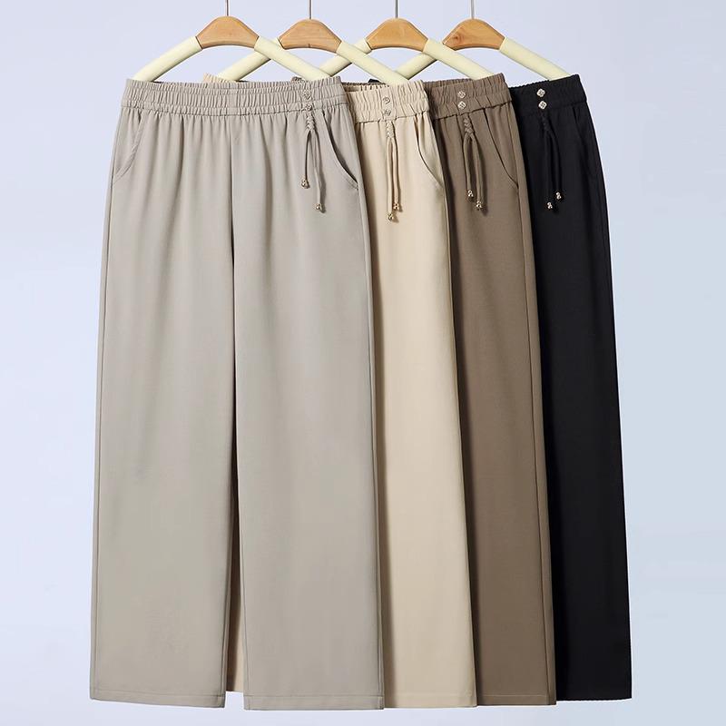 Summer 2026 Mom's Wide-Leg Drape Pants - Lightweight, Loose, Straight-Leg for Middle-Aged and Elderly Women