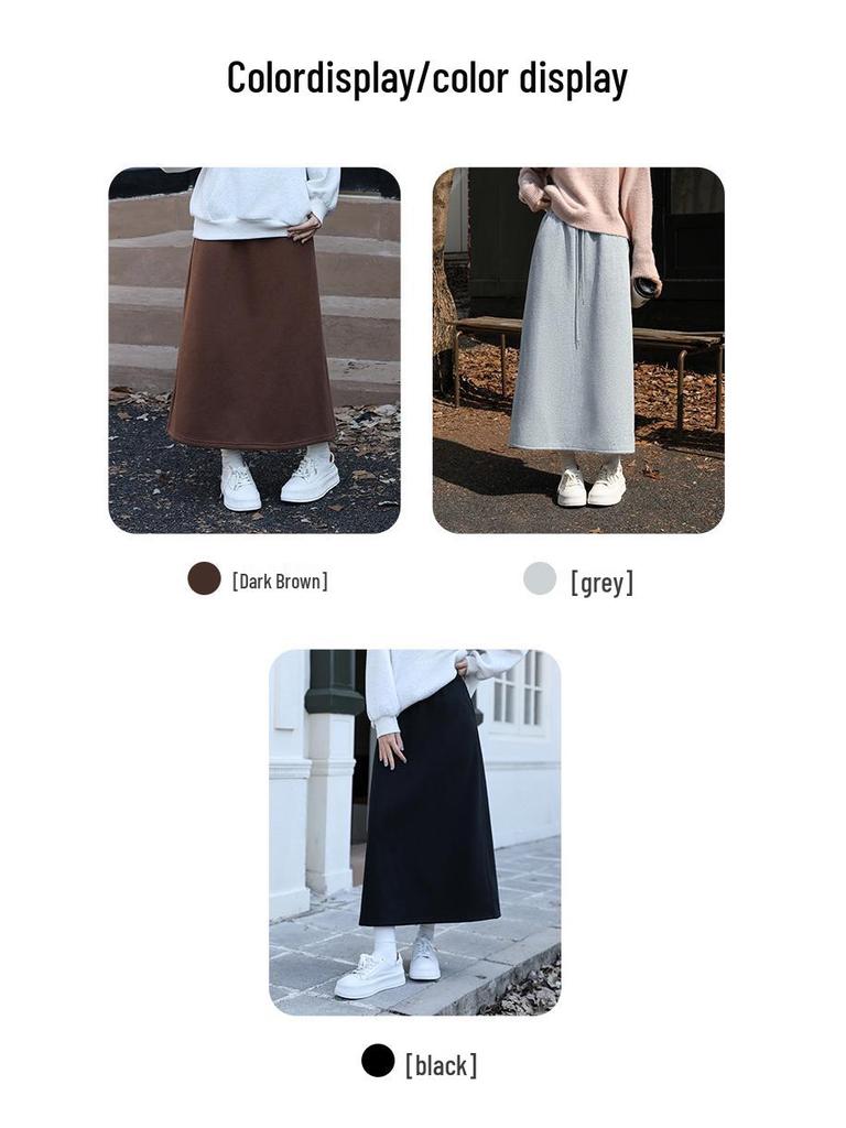 Gray A-line High Waist Women's Skirt - Spring/Autumn 2025 Tencel Hip-Hugging Mid-length with Split
