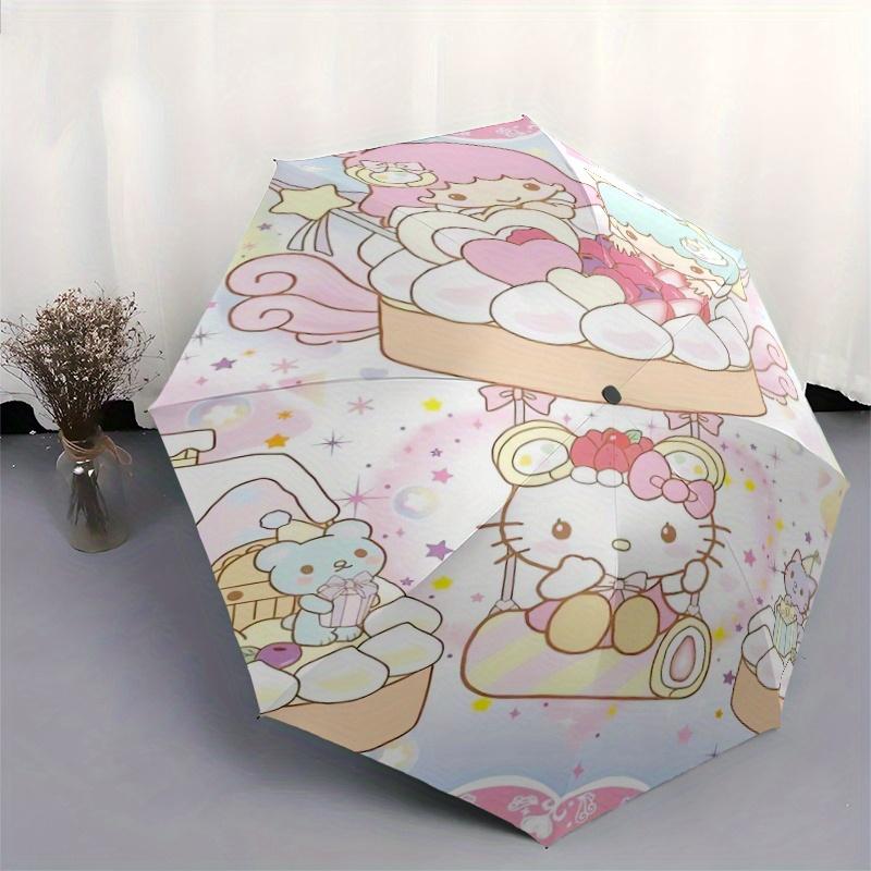 Little Twin Stars & Hello Kitty Automatic Opening and Closing Folding - A Good Choice for Gifts, Fashionable and Convenient Umbrella With Cute Cartoon