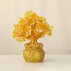 Exquisite Lucky-Tree Chinese Feng Shui Money Tree Desktop Ornament Yellow Crystal Fortune Tree Decoration for Room Shop