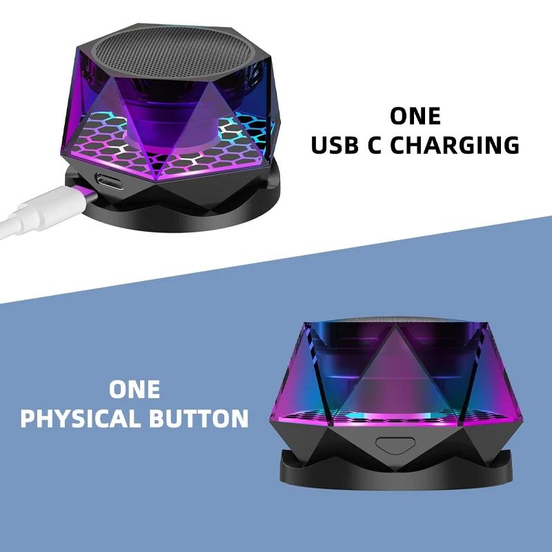 Mini Magnetic Bluetooth Speaker with RGB Lights - Portable Wireless Speaker, Phone Stand & TWS Pairing for IPhone/Android