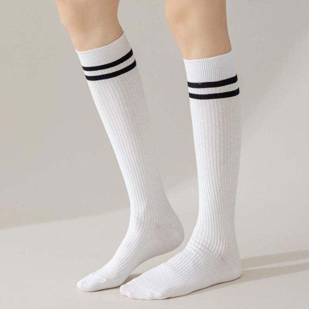 

About Knee High Stripe High Tube Socks Cotton Girl Golf Socks Daily Long Tube Stockings Party чёрный/белый