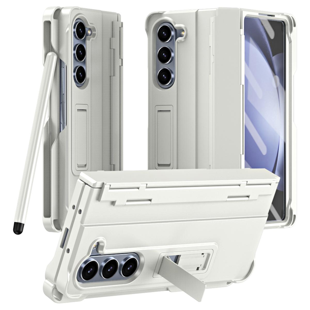 

For Samsung Galaxy Z Fold6 5G Case Kickstand Hard PC Phone Cover with Stylus White