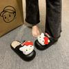 Stepping on shit non-slip versatile cotton slippers 2025 winter cute girl heart cute Hello Kitty flat-bottomed bag head slippers