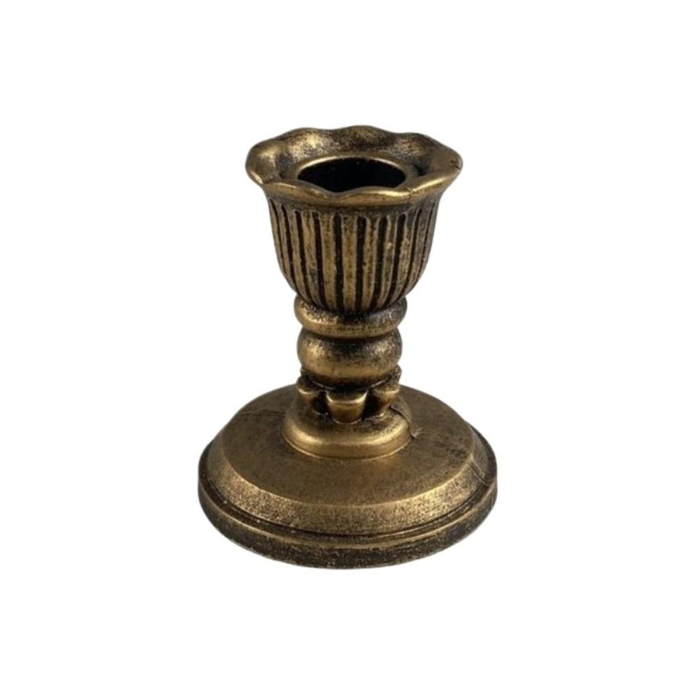 Decorative European Style Pillar Candlestick Non-slip Gold Adornment Candle Stand Bronze Vintage Table Candle Holder Party