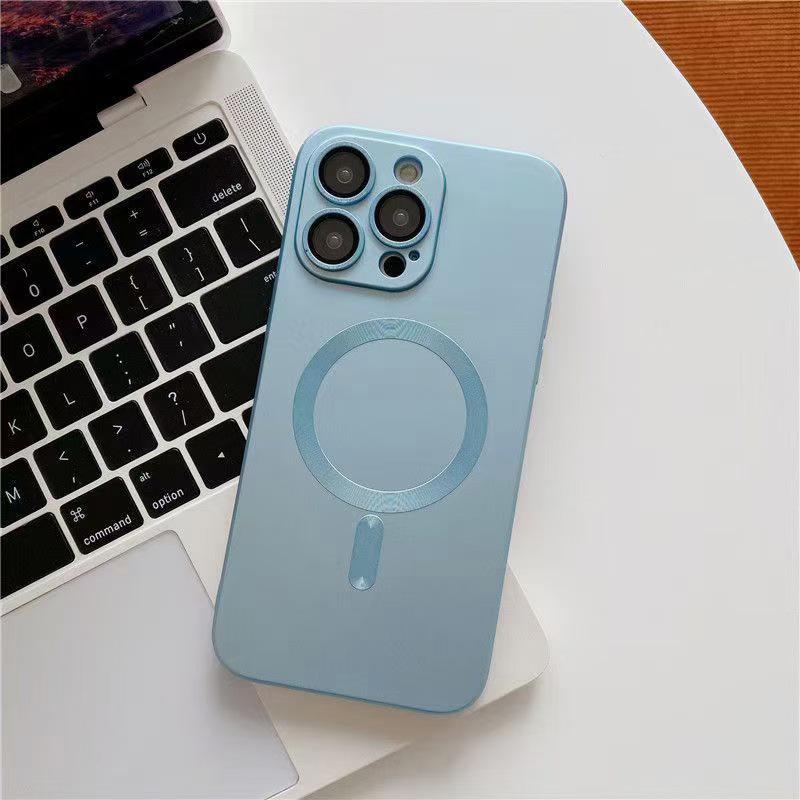 MAGSFFE Magnetic Suction Protective Soft Case for iPhone 16 Pro - Metallic Paint CD Grain Finish