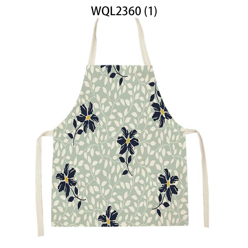 Flowers Pattern Kitchen Sleeveless Aprons Linen Bib Household Men Women Antifouling Clean Cooking Baking Waist Bib