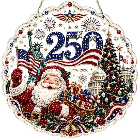 Holiday Window Hanging Decor Christmas Faux Pearl Painting Suncatcher Kit, 3D Nativity/Santa Claus/Bird/Tree Creative Handcrafts Beads Art Craft,