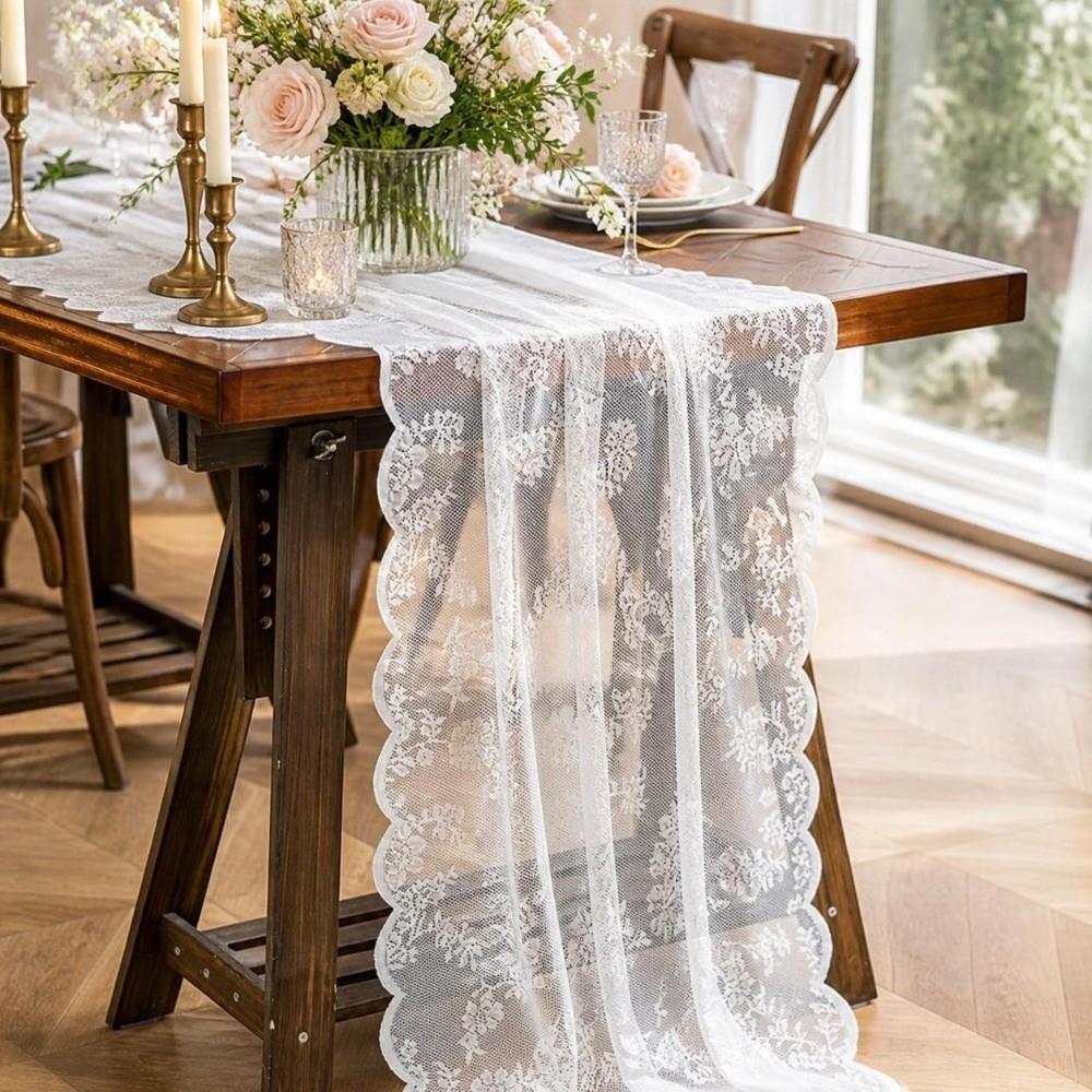 Boho Lace Table Runner Lace Fabric Wedding Table Decor Durable Table Cover  Coffee Table Tv Stand
